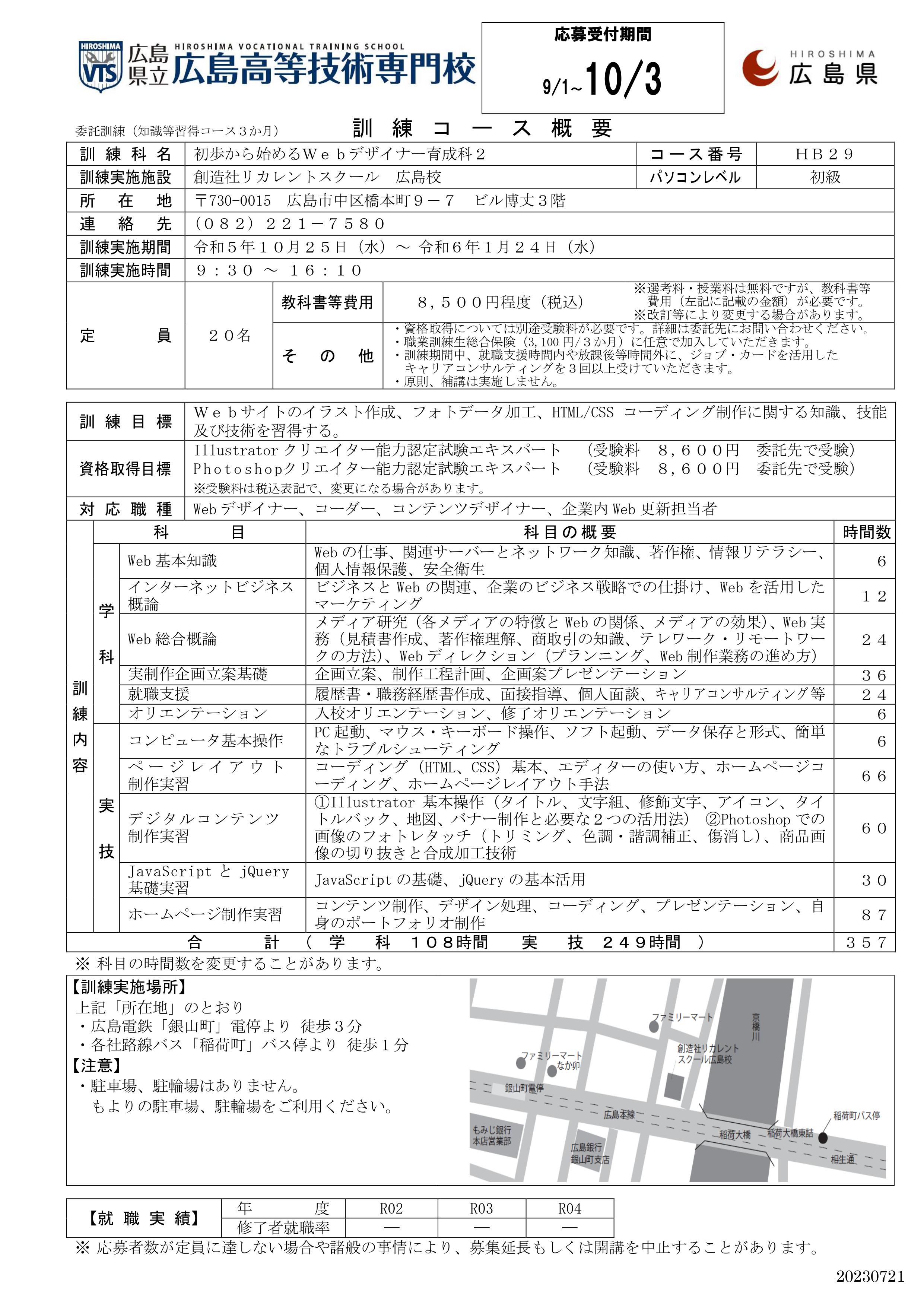 学校法人創造社学園創造社リカレントスクール 初歩から始めるWebデザイナー育成科２